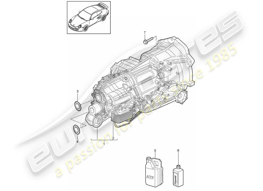 porsche 2011 (997-2 turbo / gt2 rs) - pdk - parts diagram