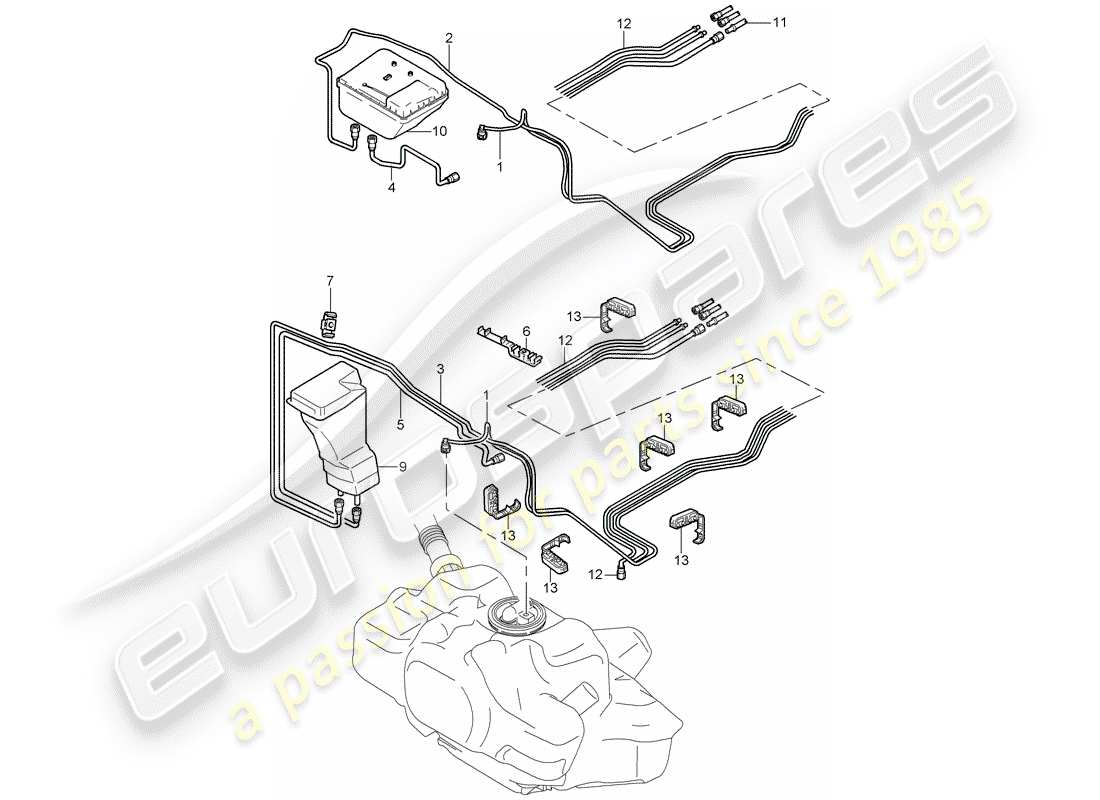 porsche 2007 (997-1 gt3) fuel system parts diagram