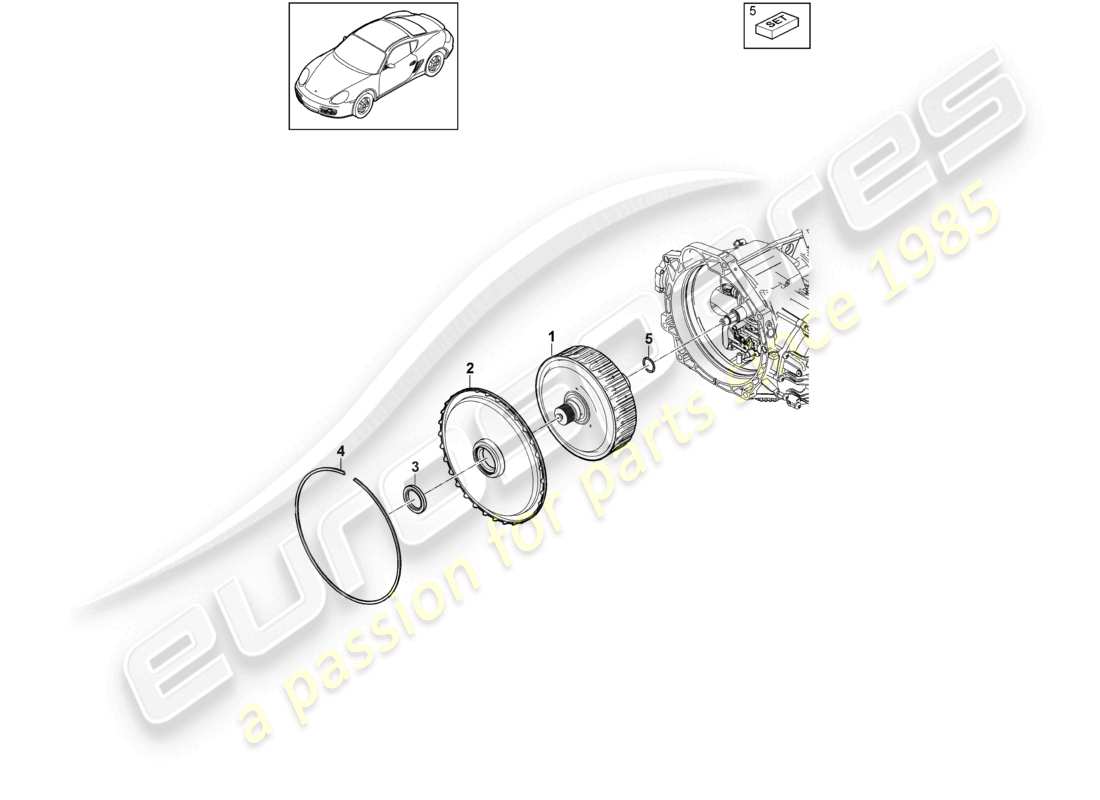porsche 2009 (987 cayman) - pdk - gearbox clutch for dual clutch gearbox part diagram