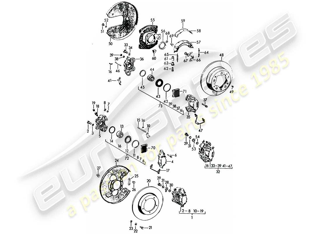 porsche 1961 (356b/356c) brake part diagram