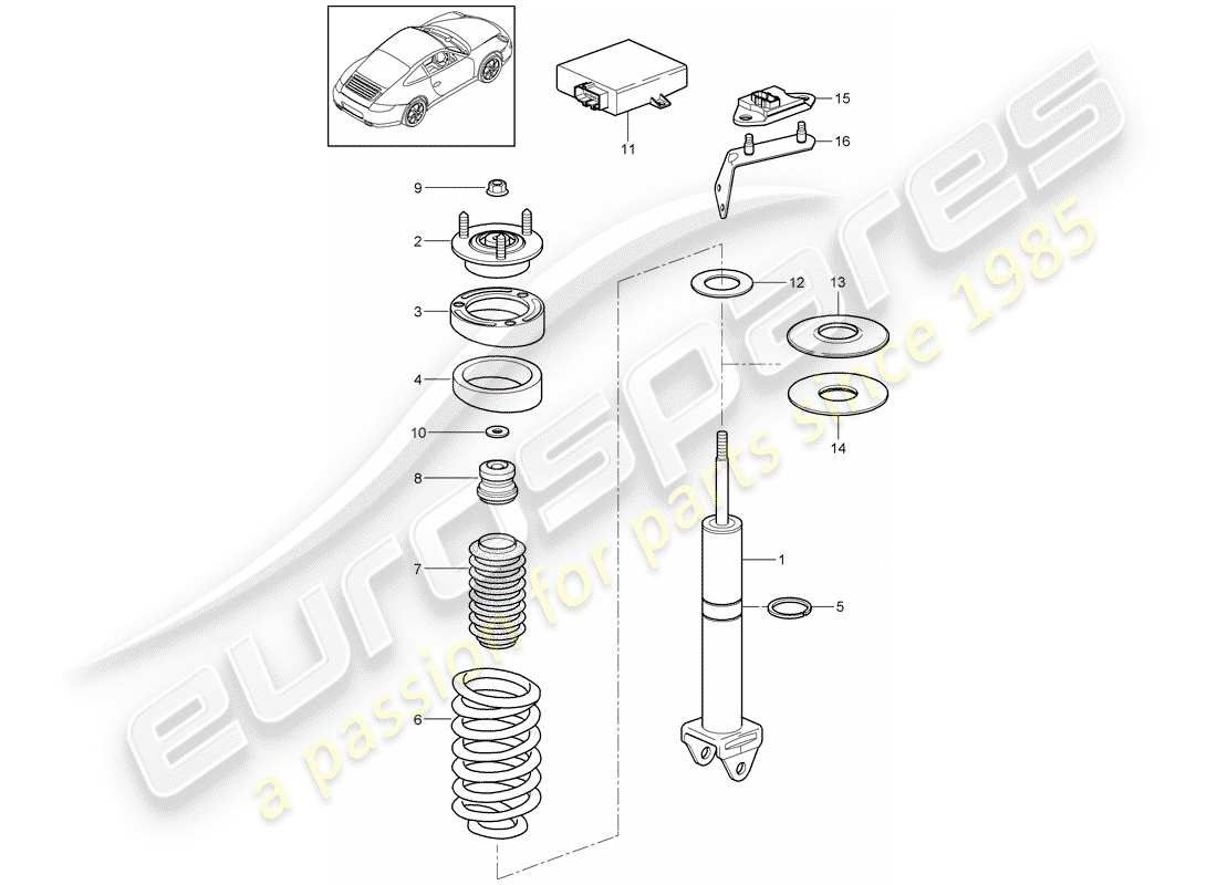porsche 997 gen. 2 (2010) shock absorber parts diagram