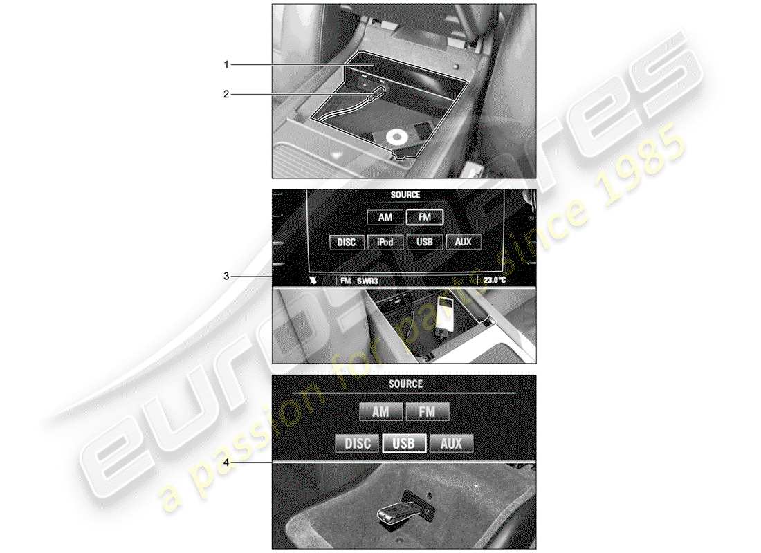 porsche 2018 (tequipment cayenne) multimedia interface parts diagram