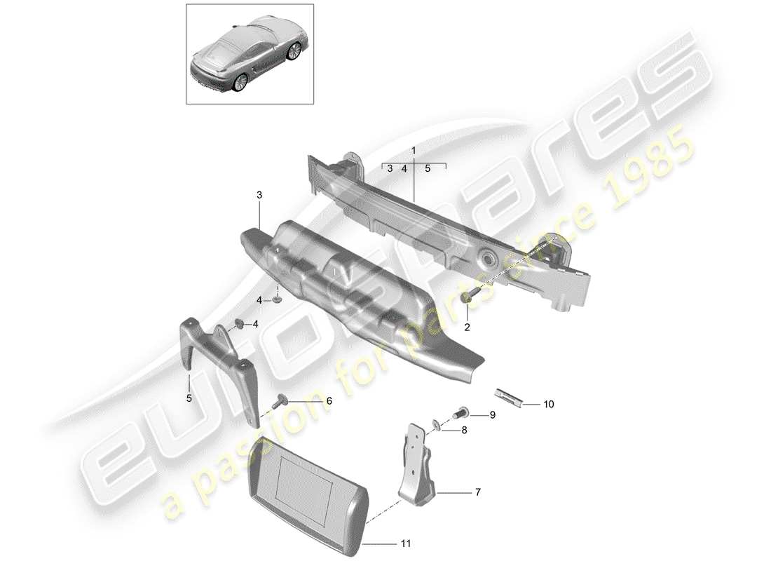 porsche 2016 (981 cayman gt4) bumper carrier rear part diagram