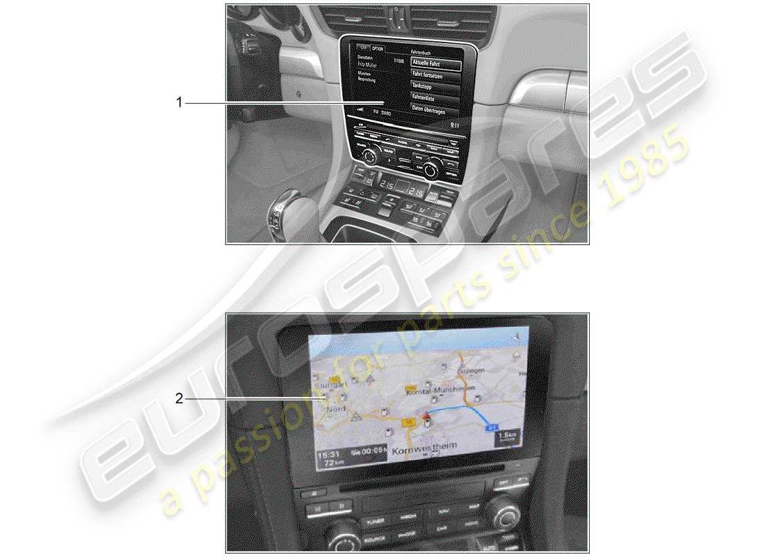 porsche 2012 (tequipment 98x/99x) navigation system parts diagram