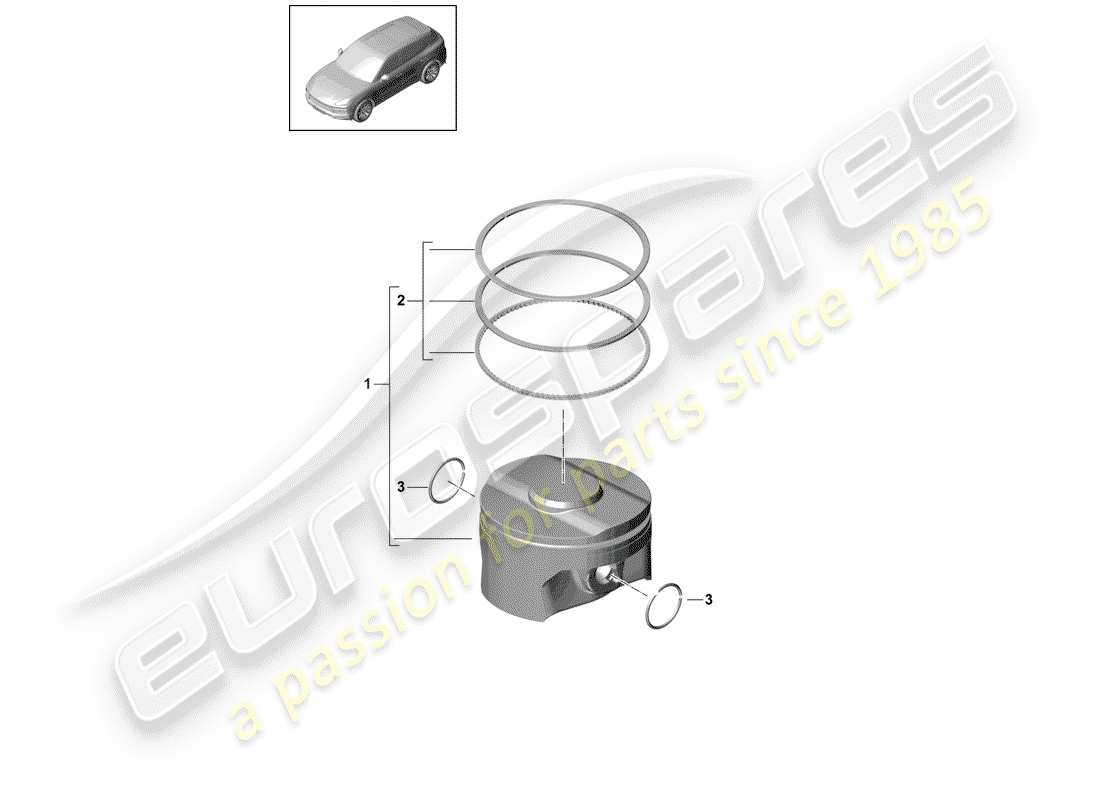 porsche 2019 (cayenne e3 9ya/9yb) piston complete piston ring caution: no mixed installation of different manufacturers permitted. when replacing individual parts, only use the manufact. that is currently installed. a change in manufacturer is possible when replacing all fitted parts. parts diagram