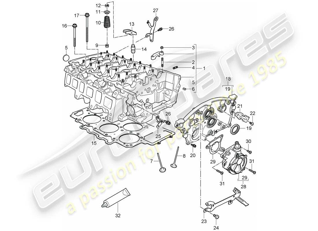 porsche 2008 (cayenne e1 9pa) cylinder head vacuum pump part diagram
