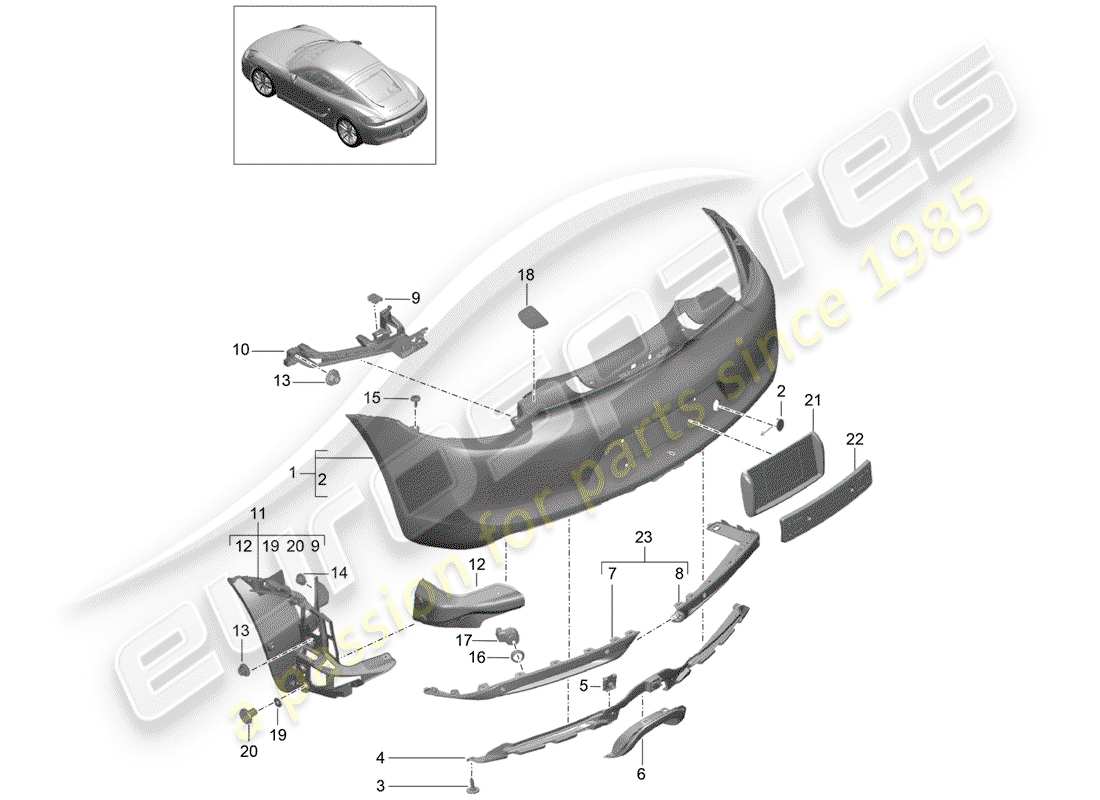 porsche 2016 (981 cayman) bumper rear part diagram