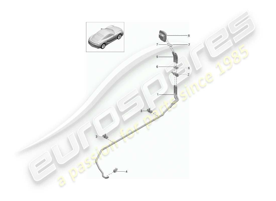 porsche 2015 (981 cayman) heater supply pipe return line part diagram