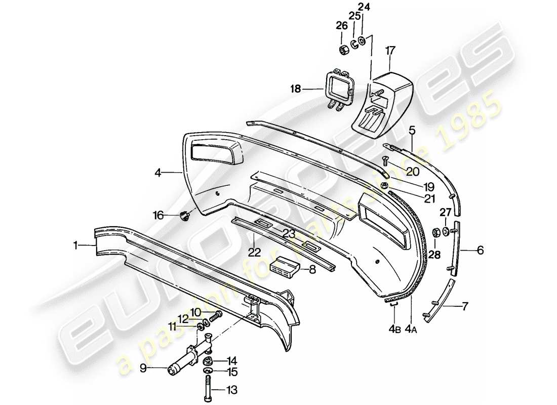 porsche 1985 (928) bumper parts diagram