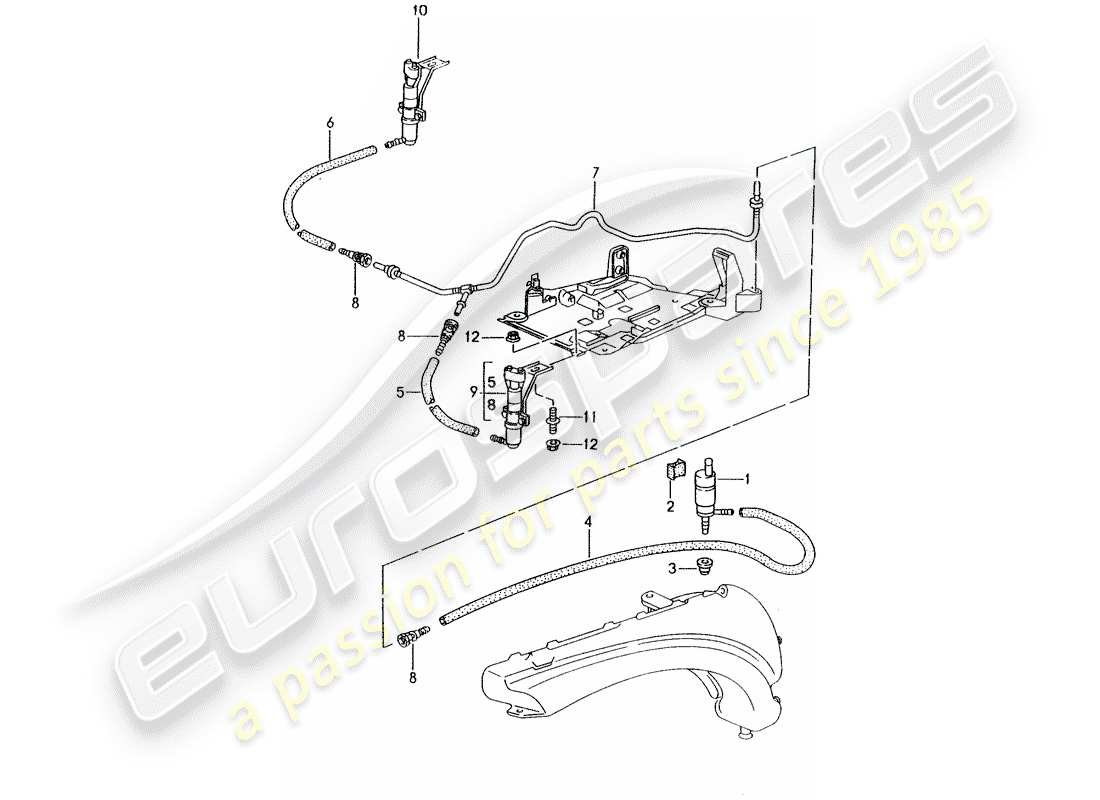 porsche 2000 (996) headlight washer system - d >> - mj 2001 part diagram