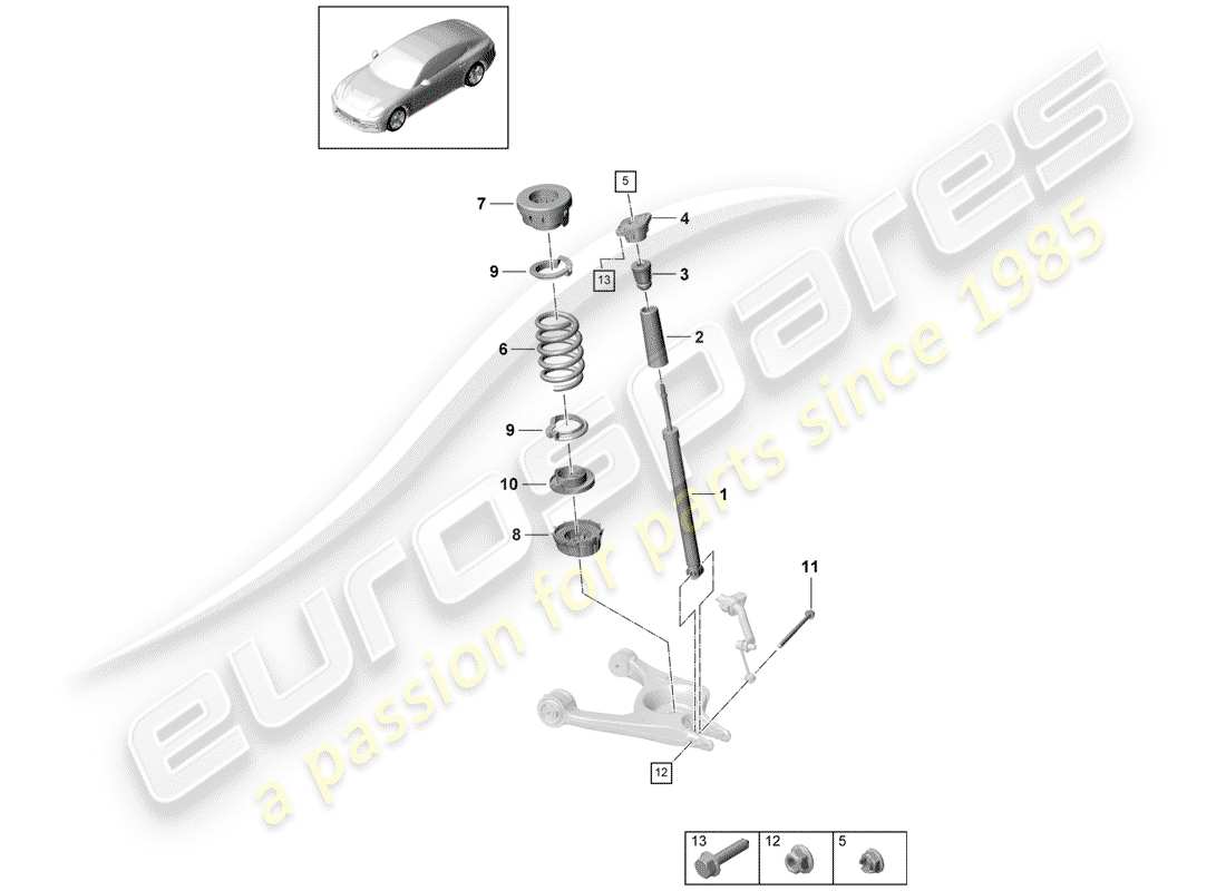 porsche 2020 (panamera 971-1) suspension damper part diagram