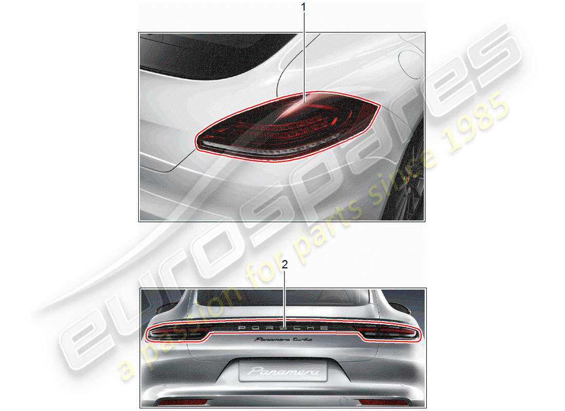 porsche 2015 (tequipment panamera) rear light parts diagram