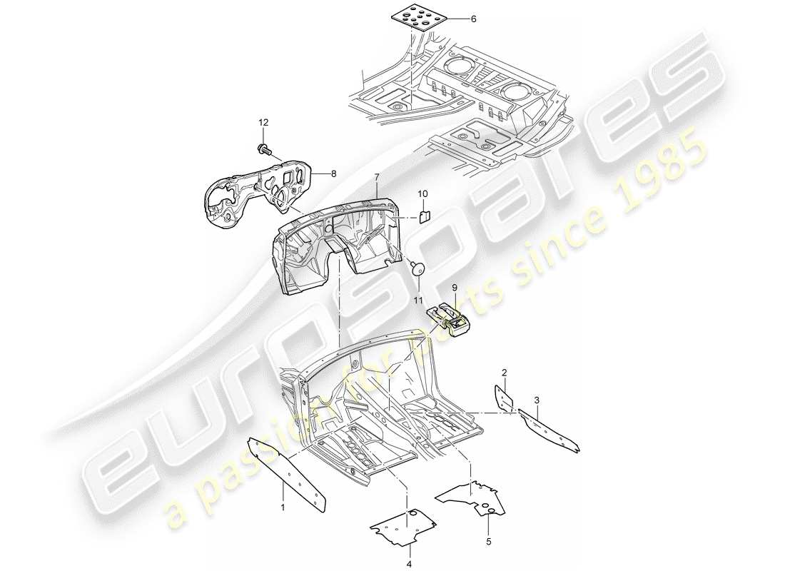 porsche 2003 (cayenne e1 9pa) sound absorber passenger compartment parts diagram