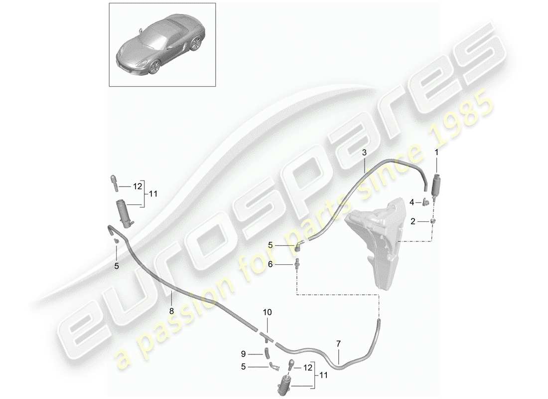 porsche 2014 (981 boxster) headlight washer system parts diagram