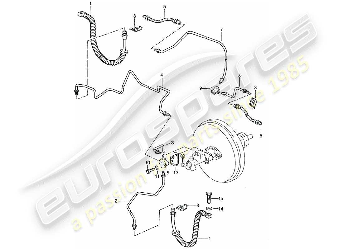 porsche 1990 (928) brake lines part diagram