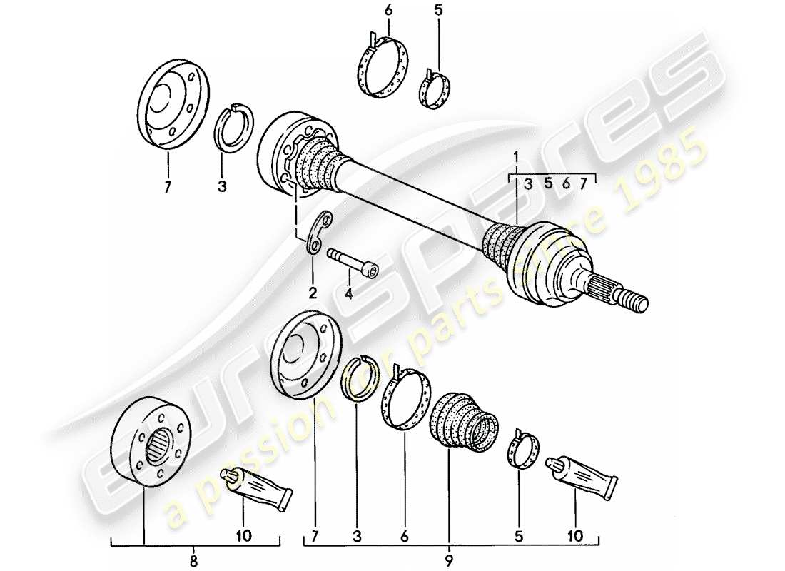 porsche 1983 (928) drive shaft - f 92fs8 41008>> - f 92fs8 40290>> - f 92fs8 49563>> part diagram