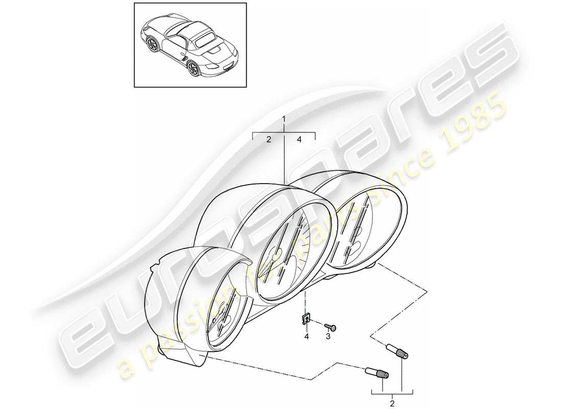 porsche 2012 (987 boxster) combi-instrument exclusive programme parts diagram