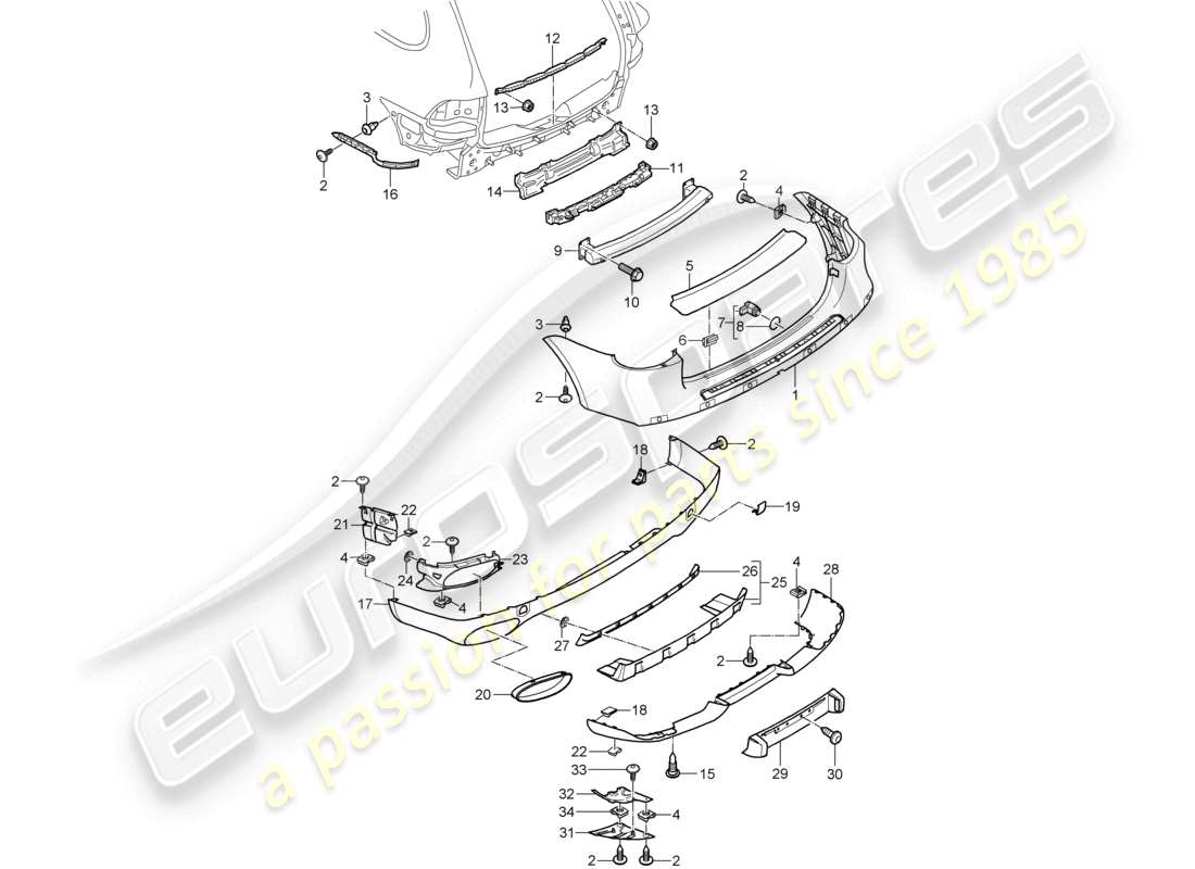 porsche 2009 (cayenne e1 9pa) trim rear parts diagram