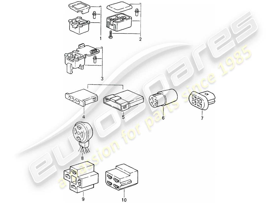 porsche 1993 (964) connector housing - 4-pole parts diagram