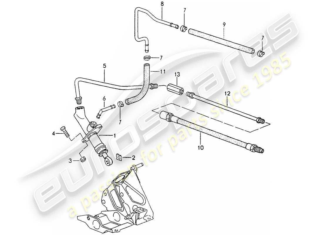 porsche 1993 (964) clutch actuation - clutch master cylinder parts diagram