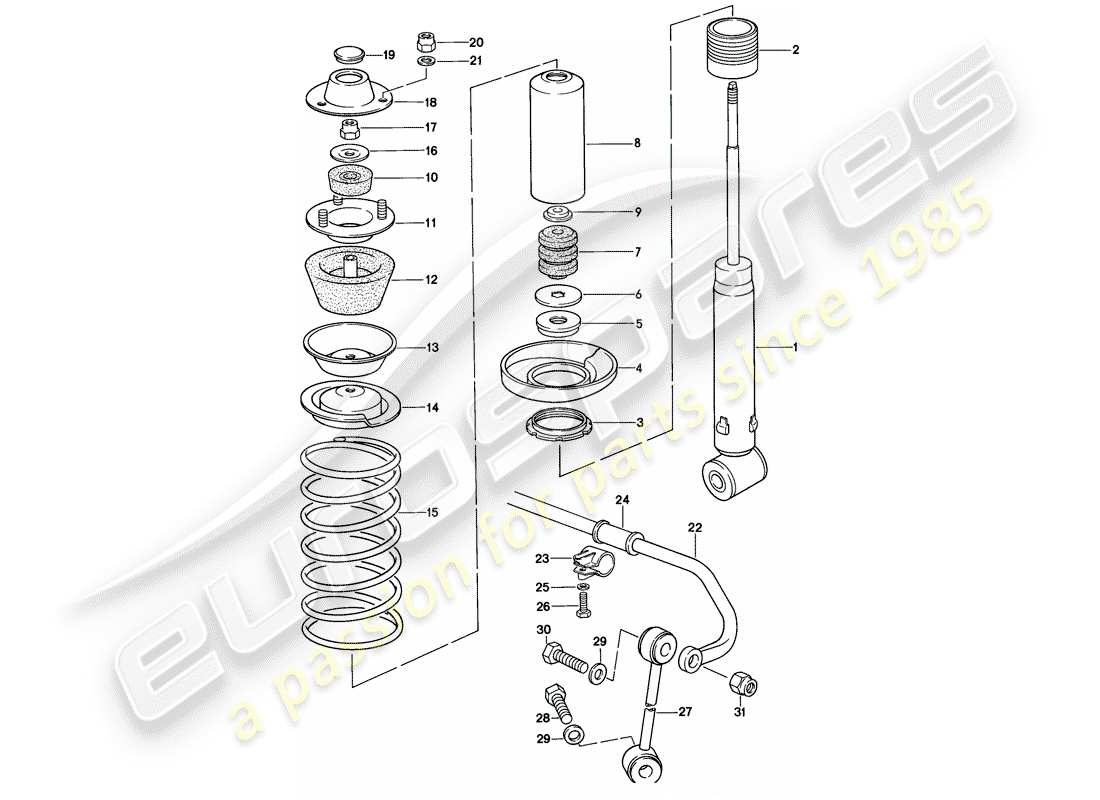 porsche 1978 (928) suspension - stabilizer parts diagram