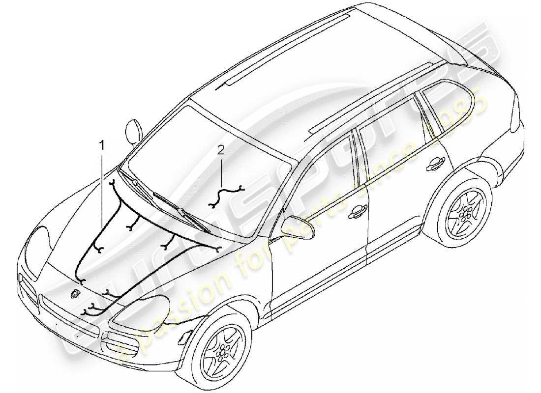 porsche 2006 (cayenne e1 9pa) wiring looms engine bay gearbox part diagram