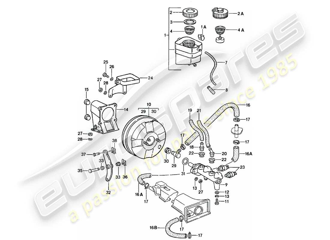 porsche 1980 (911) reservoir for - brake fluid part diagram