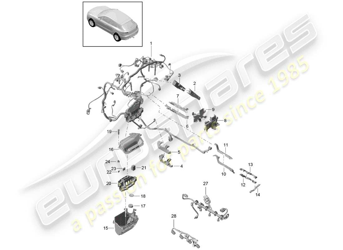 porsche 2017 (macan) wire set engine part diagram