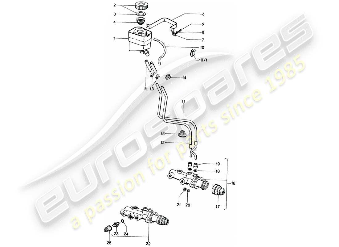 porsche 1974 (914) reservoir for - brake fluid - brake master cylinder part diagram