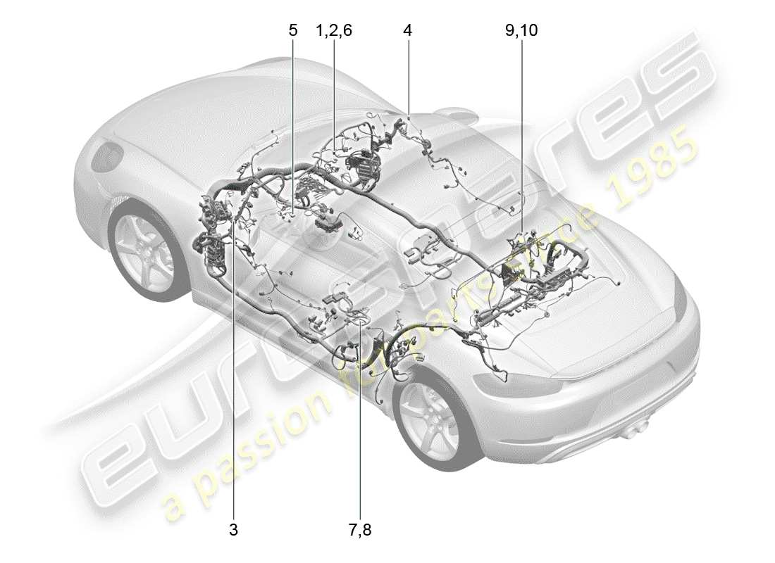 porsche 2018 (718 cayman) wiring looms airbag for vehicles with seat belts part diagram