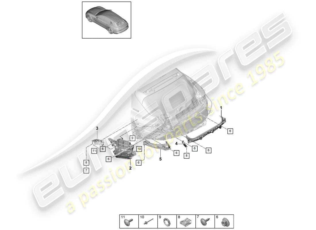 porsche 2017 (panamera 971-1) fasteners rear bumper part diagram