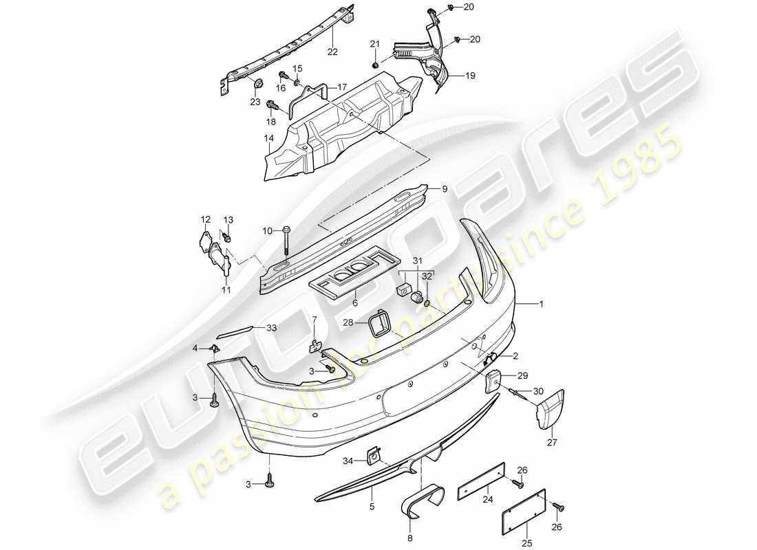 porsche 2009 (987 cayman) bumper rear part diagram