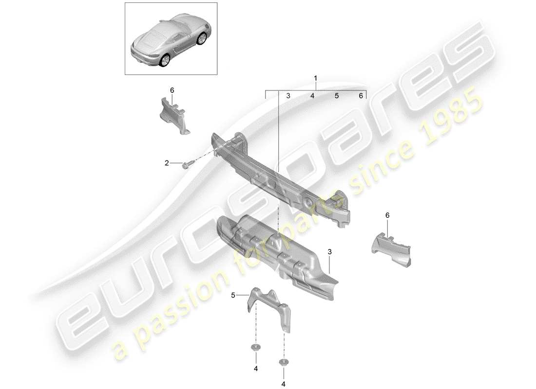 porsche 2018 (718 cayman) bumper carrier rear part diagram