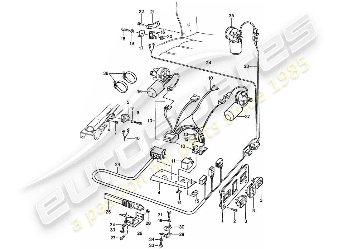 porsche 1982 (928) electrical equipment - electric drive - comfort seat parts diagram