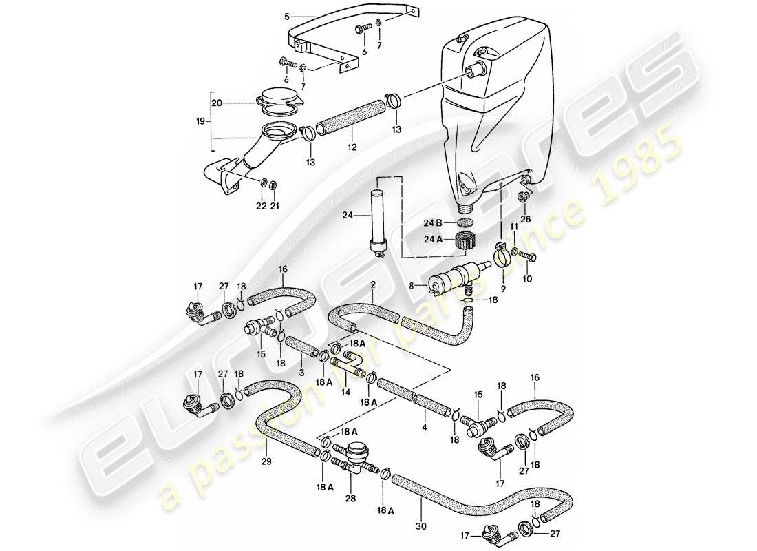 porsche 1984 (928) headlight washer system parts diagram