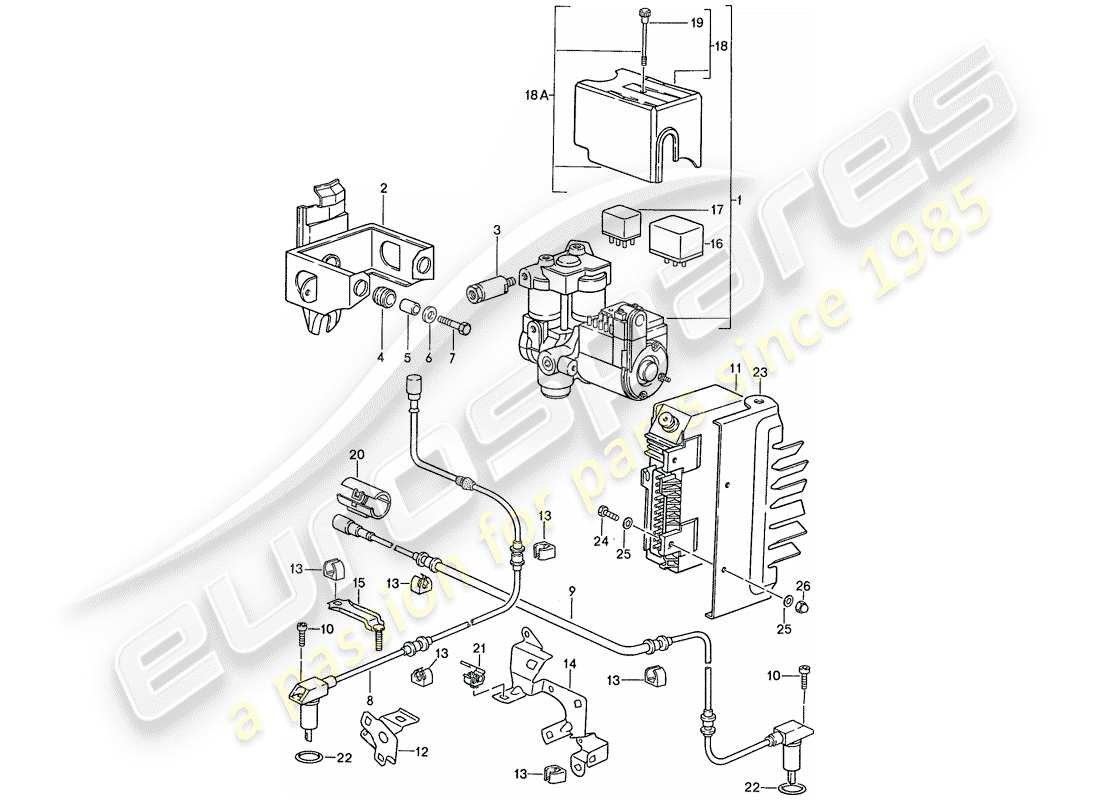 porsche 1987 (928) hydraulic unit - speed sensor - electronic control module - anti-locking brake syst. -abs- parts diagram