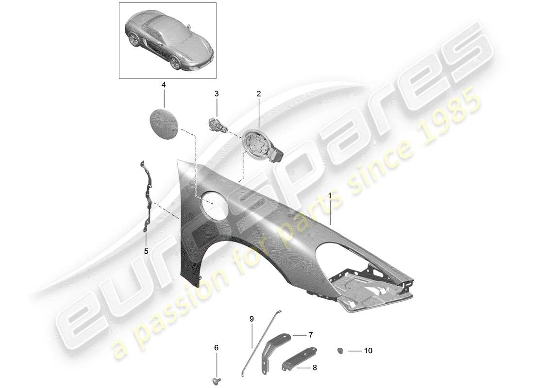 porsche 2013 (981 boxster) wing parts diagram