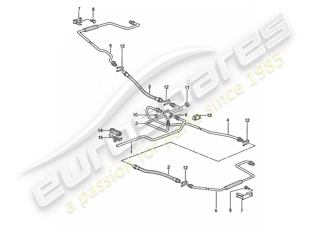 porsche 968 (1994) brake lines parts diagram