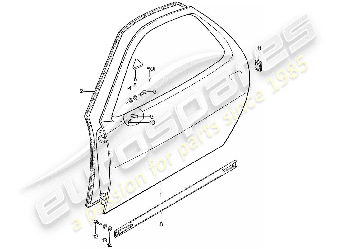 porsche 1979 (928) door shell parts diagram