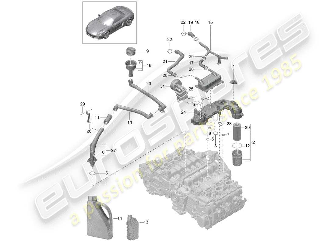 porsche 2014 (981 boxster) engine (oil press./lubrica.) parts diagram