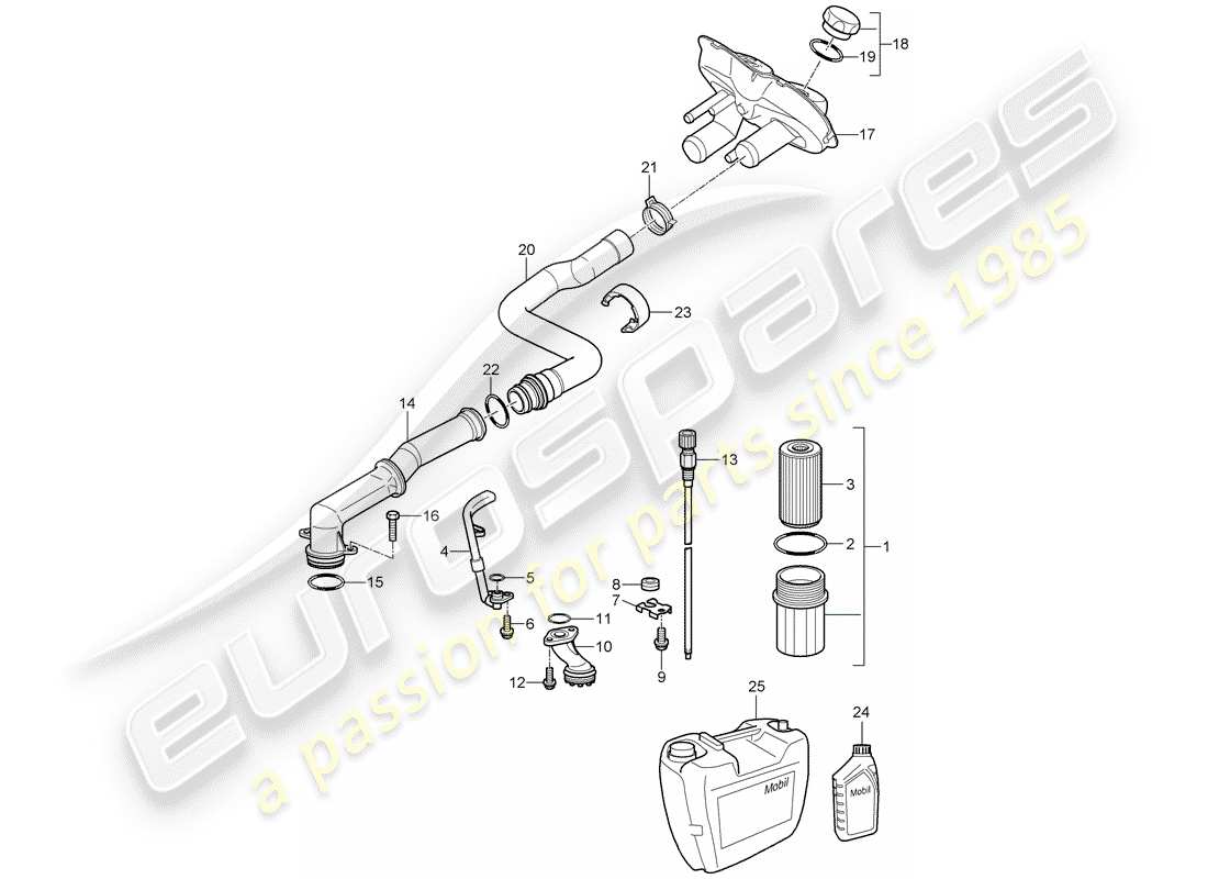 porsche 2006 (987 cayman) engine (oil press./lubrica.) part diagram