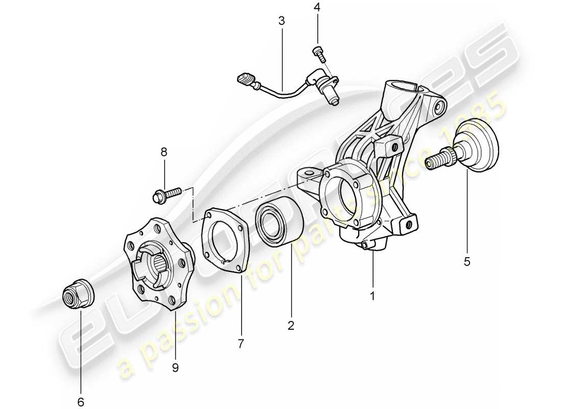 porsche 2006 (987 cayman) wheel carrier wheel hub part diagram