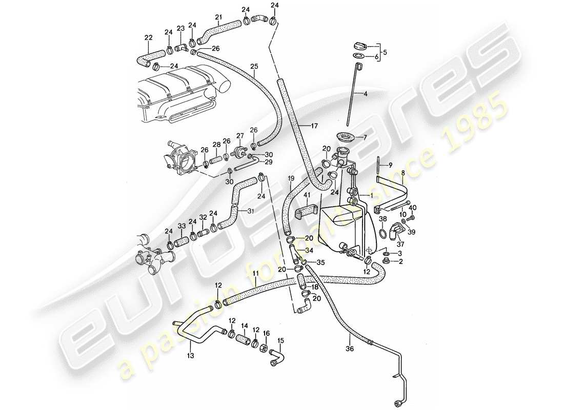 porsche 1987 (959) engine lubrication - oil tank parts diagram