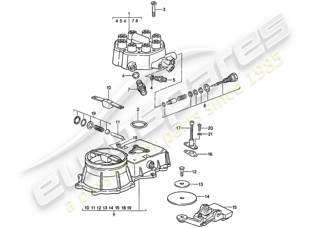 porsche 1982 (928) k-jetronic - 1 - mixture control unit parts diagram