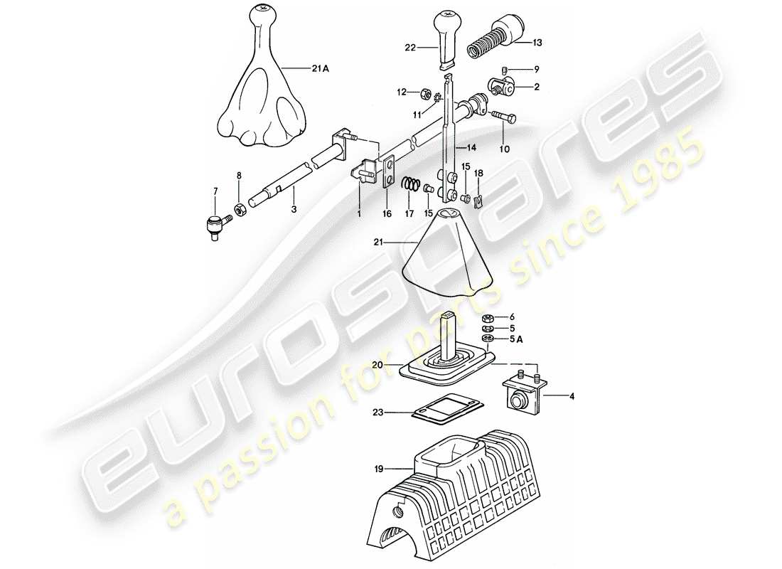 porsche 1982 (928) shift mechanism - manual gearbox parts diagram