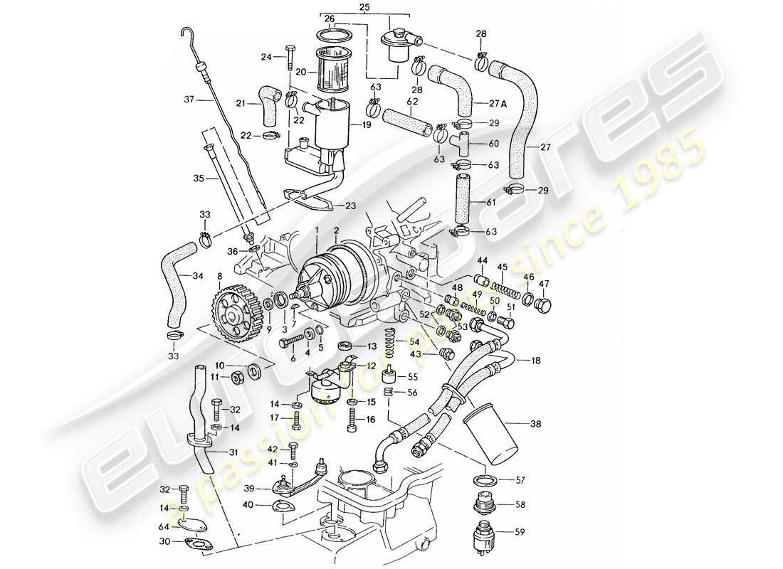 porsche 928 (1985) engine lubrication part diagram