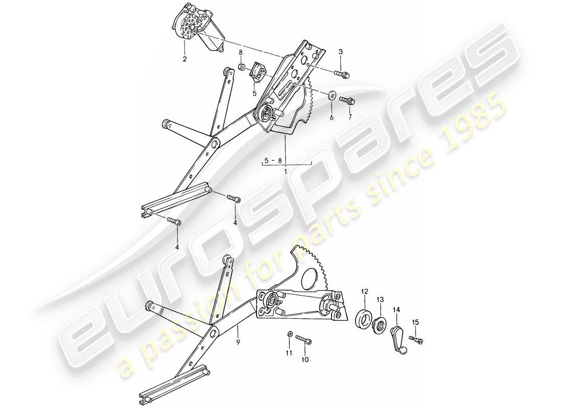 porsche 1988 (959) window regulator parts diagram