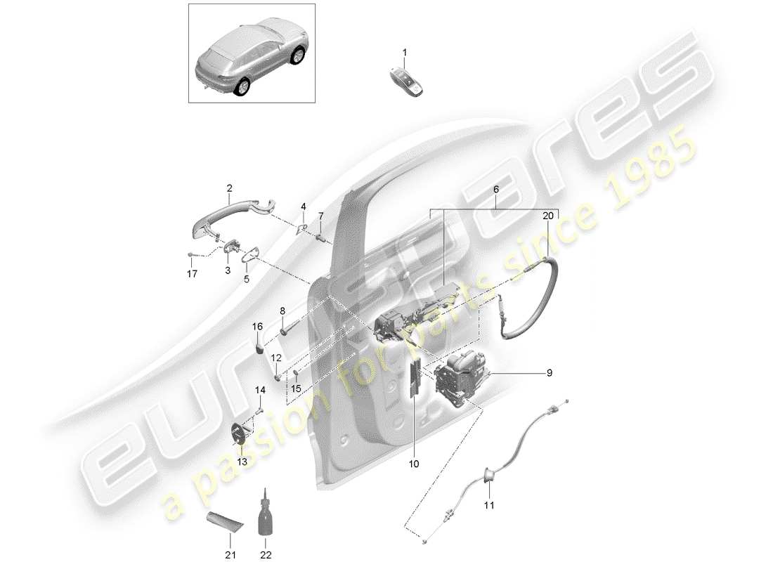 porsche 2016 (macan) door handles front door lock part diagram