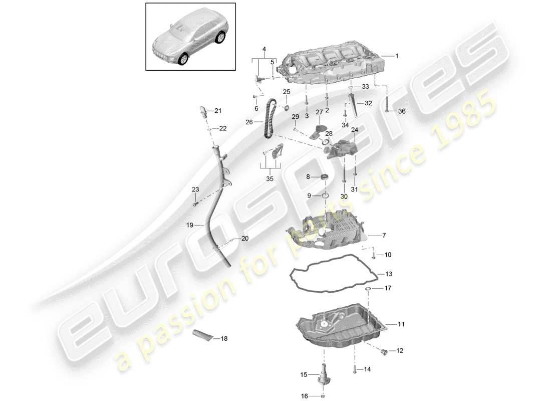 porsche 2016 (macan) intake manifold oil sump oil pump part diagram