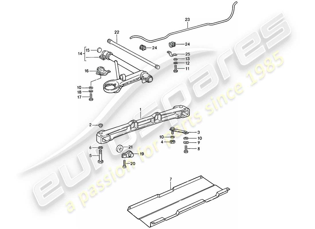 porsche 1987 (911) front axle - stabilizer part diagram